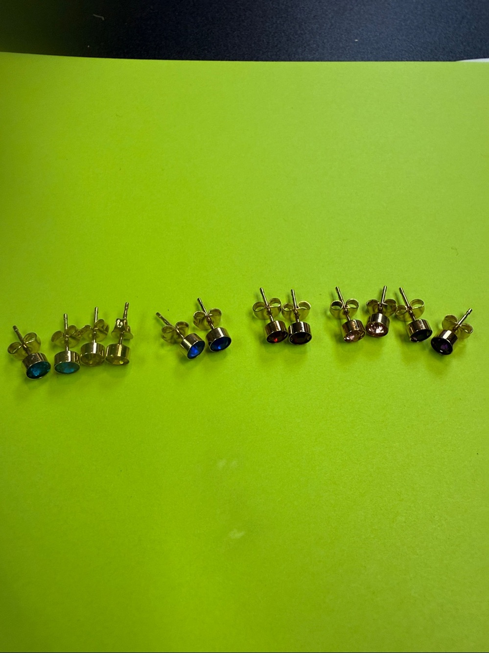 Gem Stone Stud Earring Set of 12